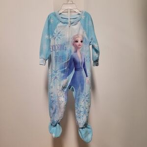 Elsa Fleece Footie Pajama Toddler 2t Disney Frozen II 2 PJS Zip Up